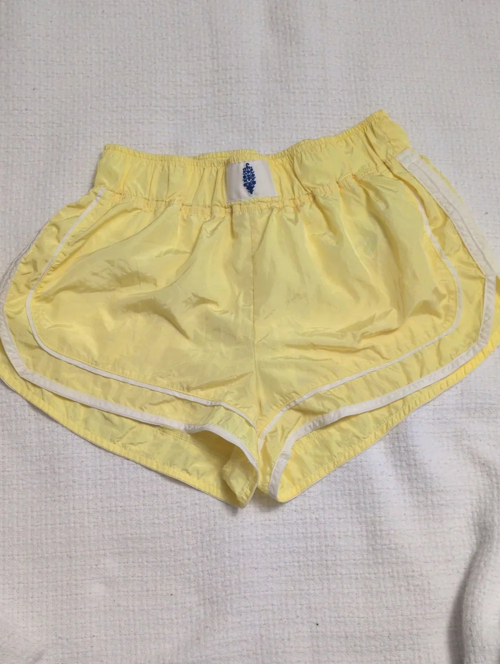 Free People Yellow Athletic Running Shorts with White Trim